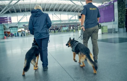 two-officers-with-detection-dogs-walking-in-airpor two-officers-with-detection-dogs-walking-in-airpor